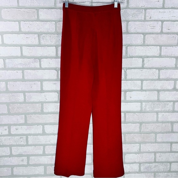 St. John Collection Santana Knit High Waist Straight Leg Pants in Red Size 2 - Picture 4 of 7